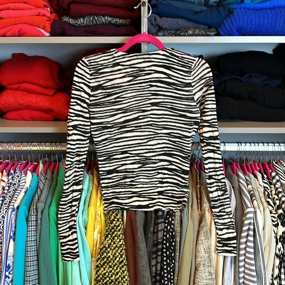 Loft tan and black striped long sleeve button front cardigan size XS - Picture 3 of 3